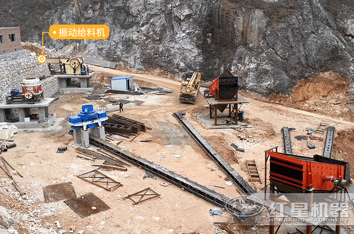 制砂生產(chǎn)現(xiàn)場設備搭配，可提供設計生產(chǎn)線服務